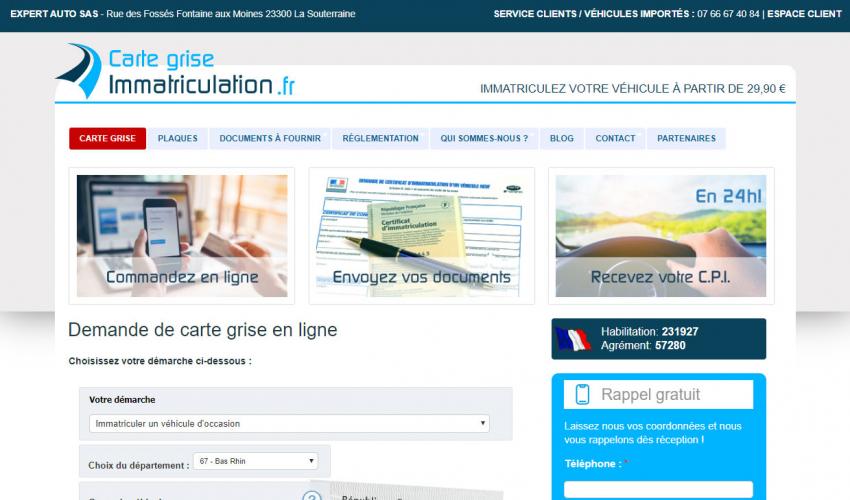 Site web Carte Grise Immatriculation